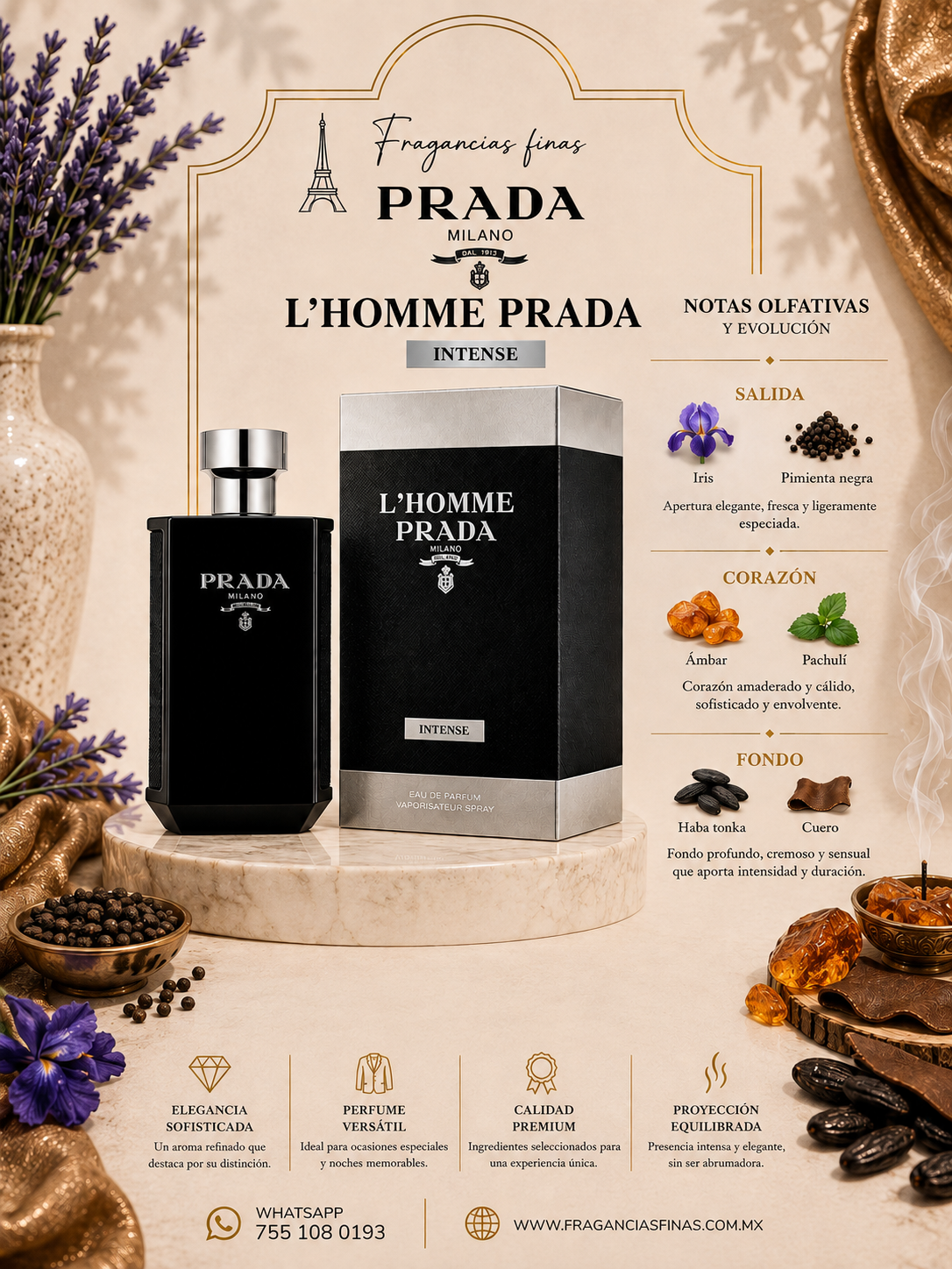 Prada L’Homme Intense 100 ML EDP - Imagen 2